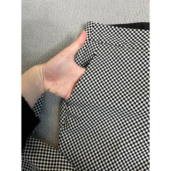 Dalia Collection Pants 6 Small Check Slim Leg Stretch Knit Low Rise Black White - Picture 2 of 16